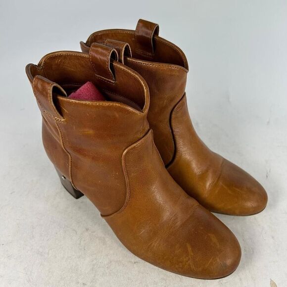 Laurence Dacade Women’s Honey Brown Chelsea Boots US 7 R-Toe Western Ankle Heels - Picture 5 of 10